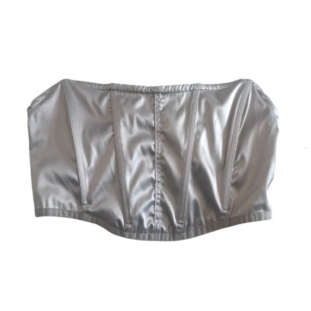 Garage Champagne Boned Corset Crop Top Zip-Up Back Size PS